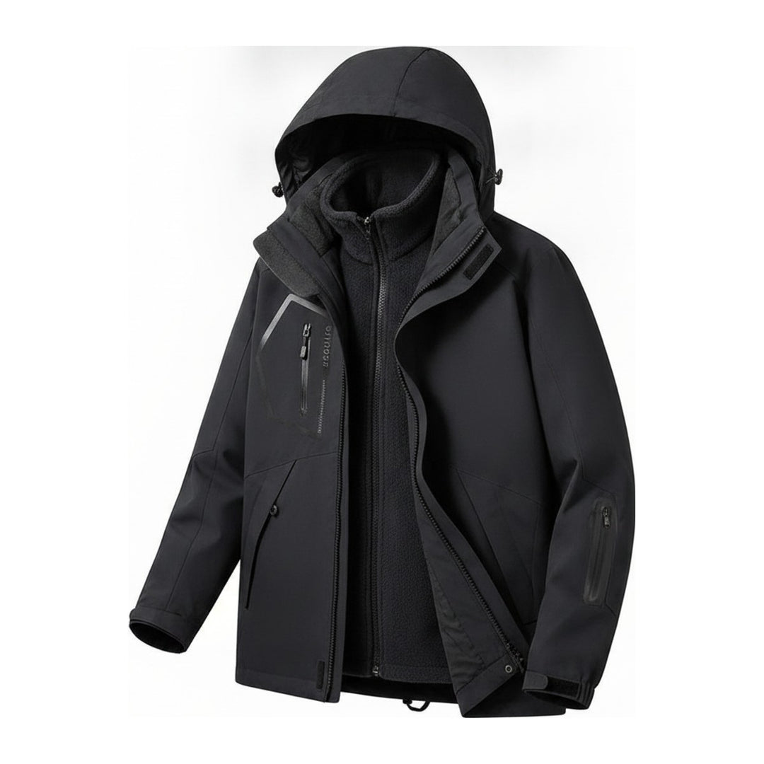 Skijacke Raincoat – Windbreaker Herren in schwarz – Seitenansicht