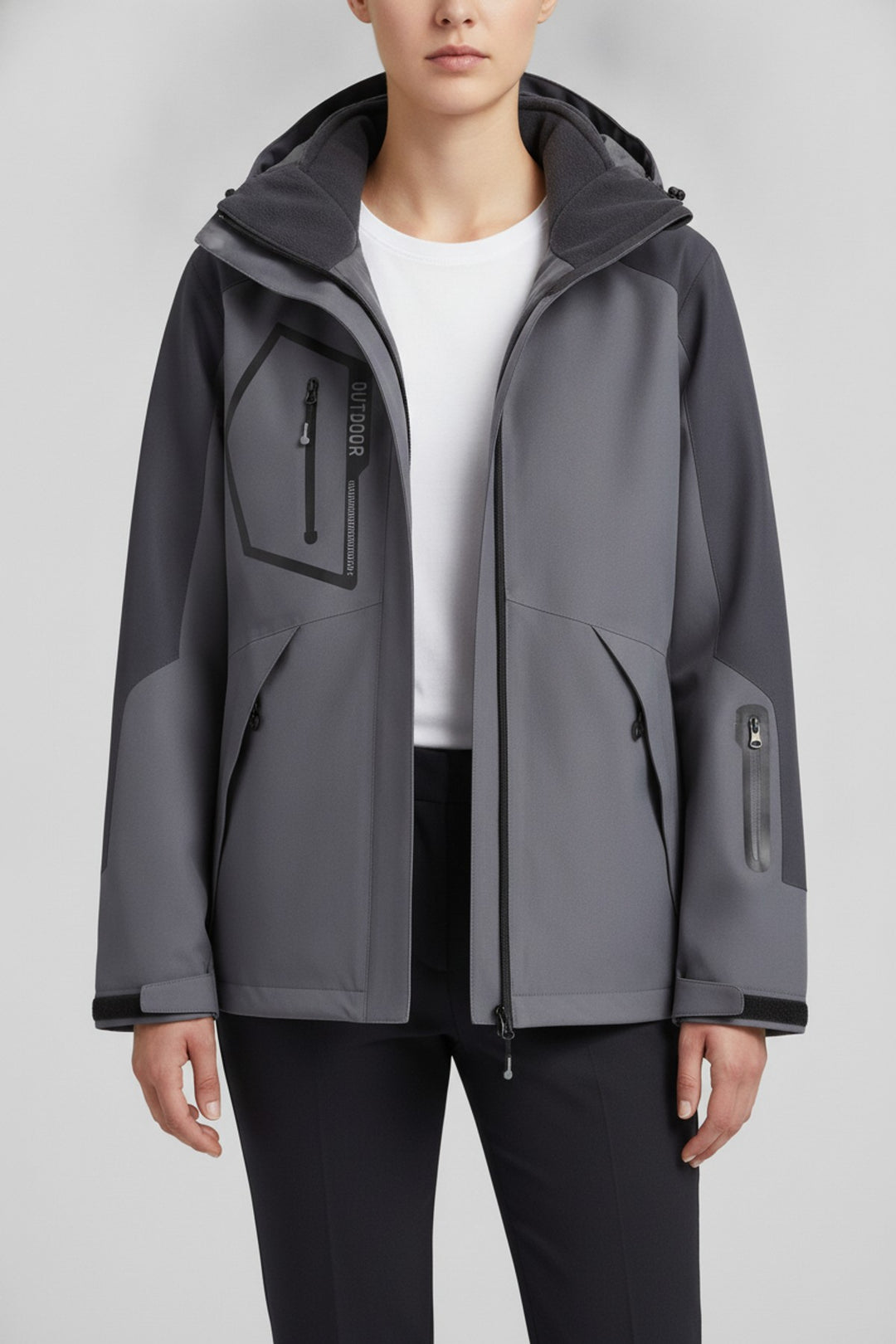 Skijacke Veed – Skijacken Damen in grau – am Model getragen