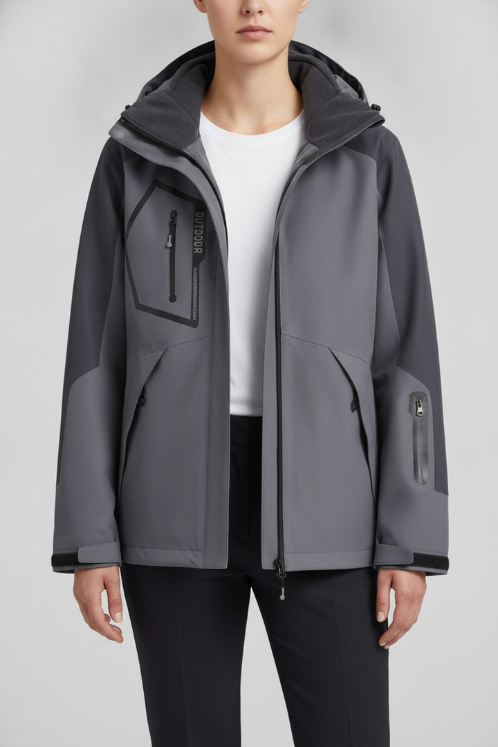 Skijacke Veed – Skijacken Damen in grau – am Model getragen