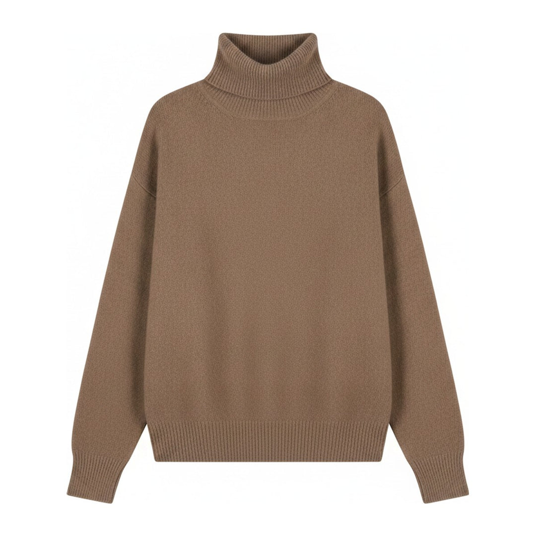 Ebi – Rollkragenpullover Damen in kaffee – Vorderansicht