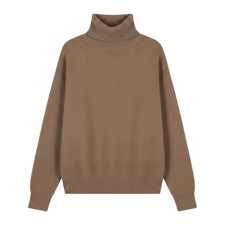 Ebi – Rollkragenpullover Damen in kaffee – Vorderansicht