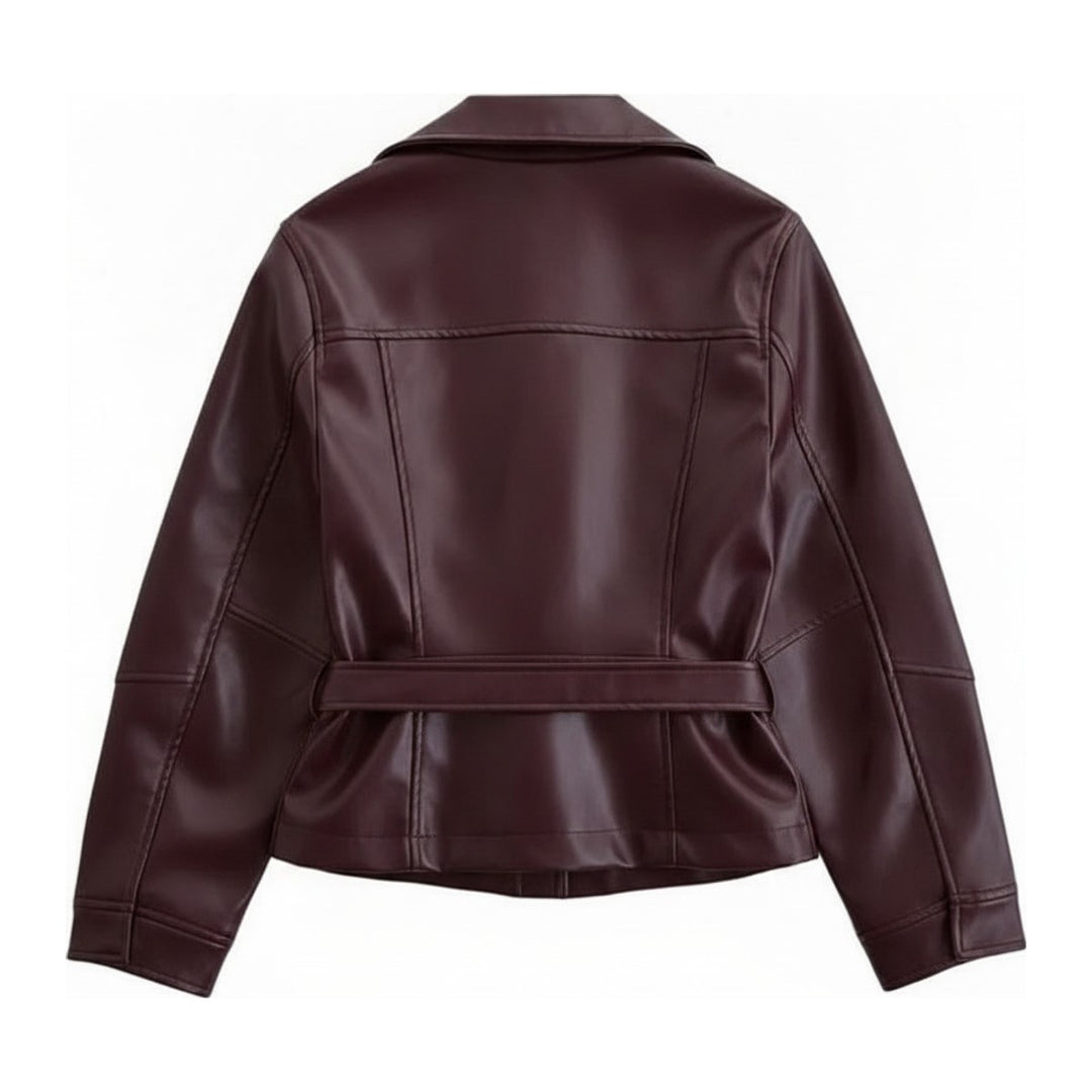 Lide – Lederjacken Damen in wine red – Rückansicht