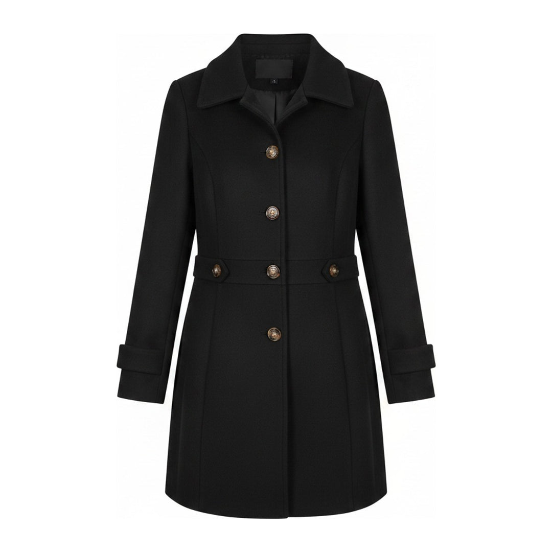 Tweed – Trenchcoats Damen in schwarz – Vorderansicht