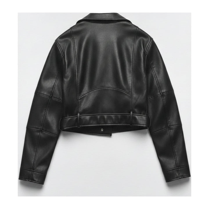 Greed – Damen Lederjacke Schwarz mit asymmetrischem Reissverschluss - Luftfreiheit