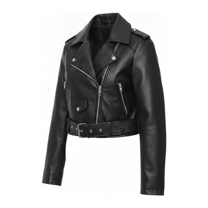 Greed – Damen Lederjacke Schwarz mit asymmetrischem Reissverschluss - Luftfreiheit