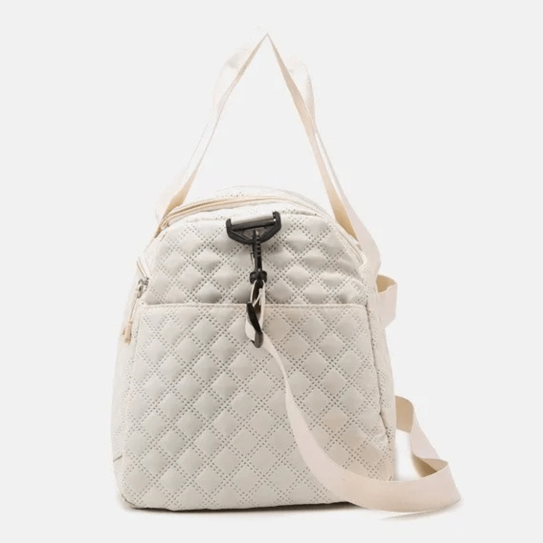 Wickeltasche Beige – Profilansicht, abnehmbarer Gurt