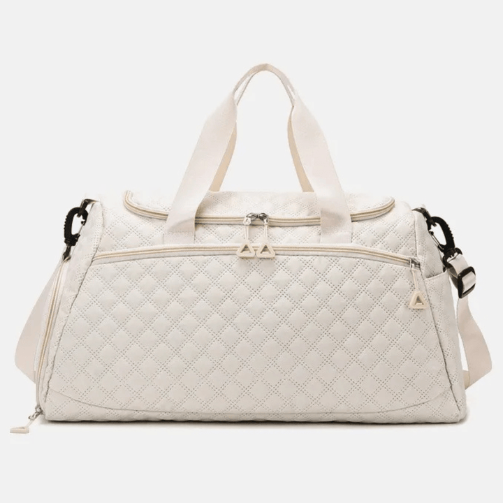 Wickeltasche Creme – Rückseite mit Trolley-Gurt