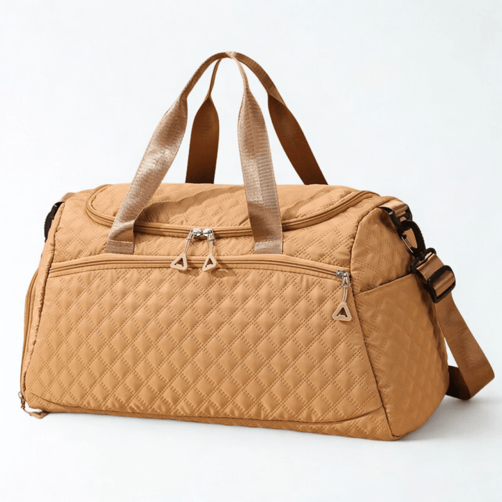 Wickeltasche Camel – Seitenansicht, Kontrastpaspeln