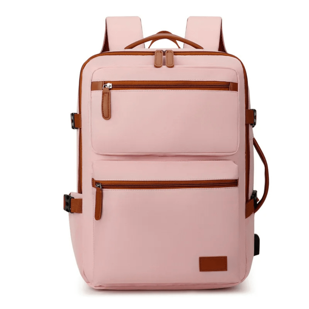 Berry Wickelrucksack Rosa – 45-Grad-Ansicht, gepolsterte Schultergurte