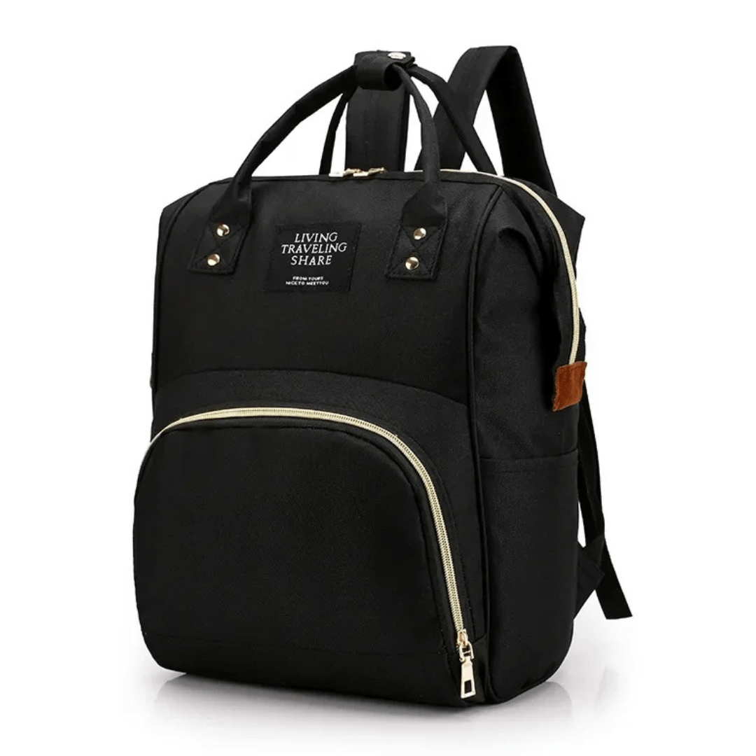 wickelrucksack emily schwarz gold front