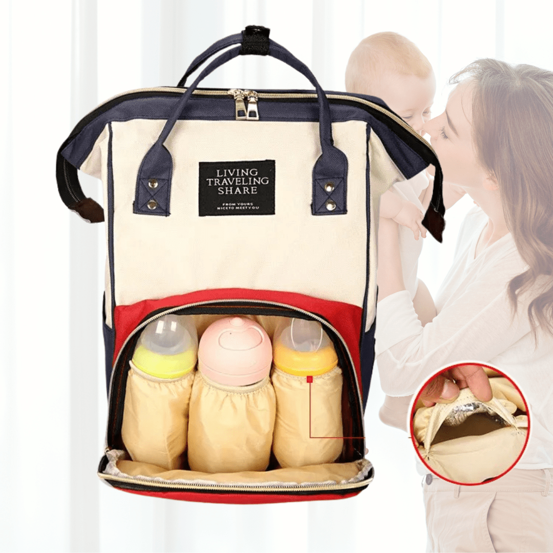 geoeffneter emily zeigt obst und babyflaschen
