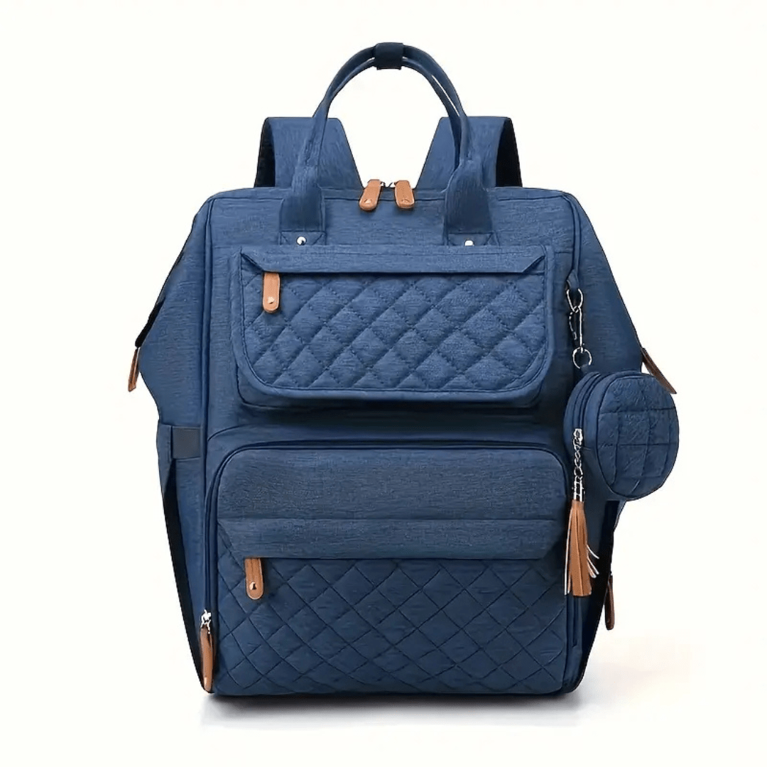 blauer wickelrucksack explorer frontansicht