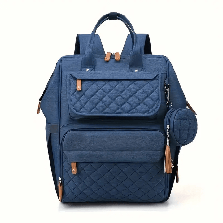 blauer wickelrucksack explorer frontansicht