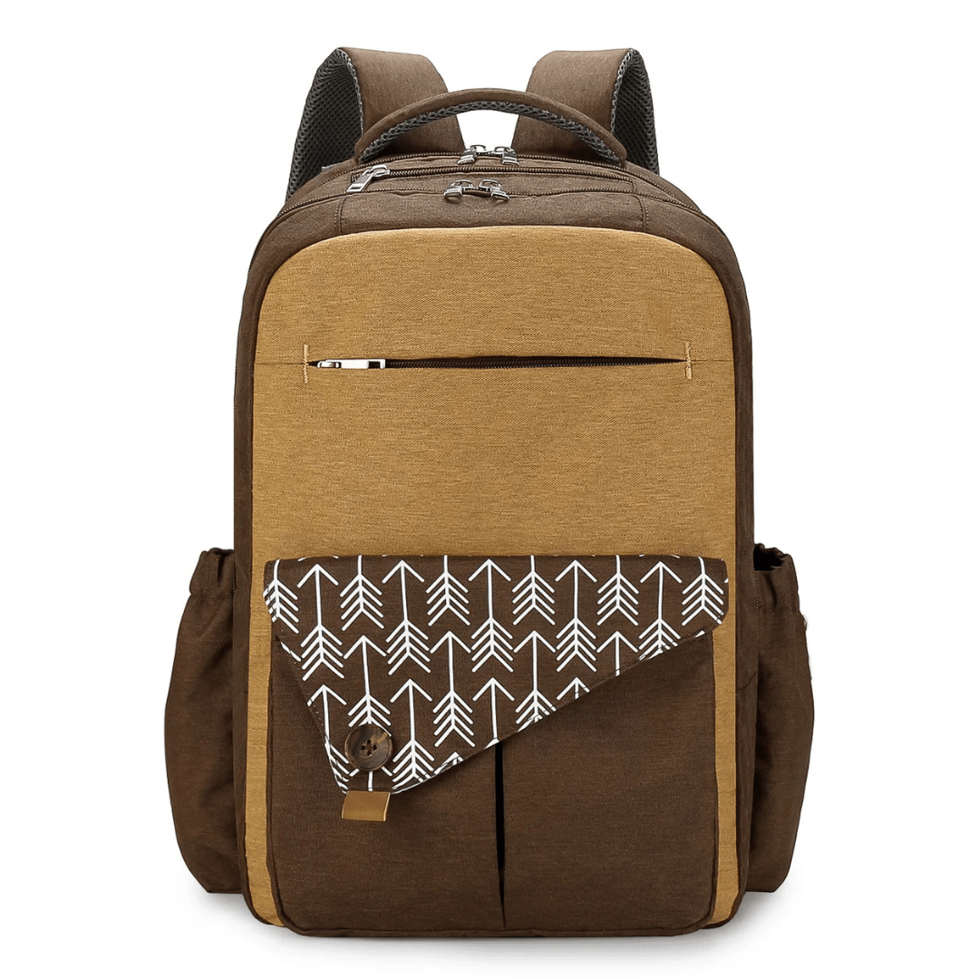camelbrauner wickelrucksack frontansicht
