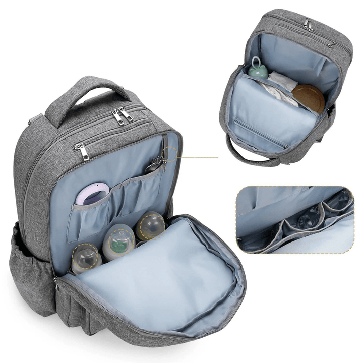 grauer rucksack rueckansicht gepolsterte traeger