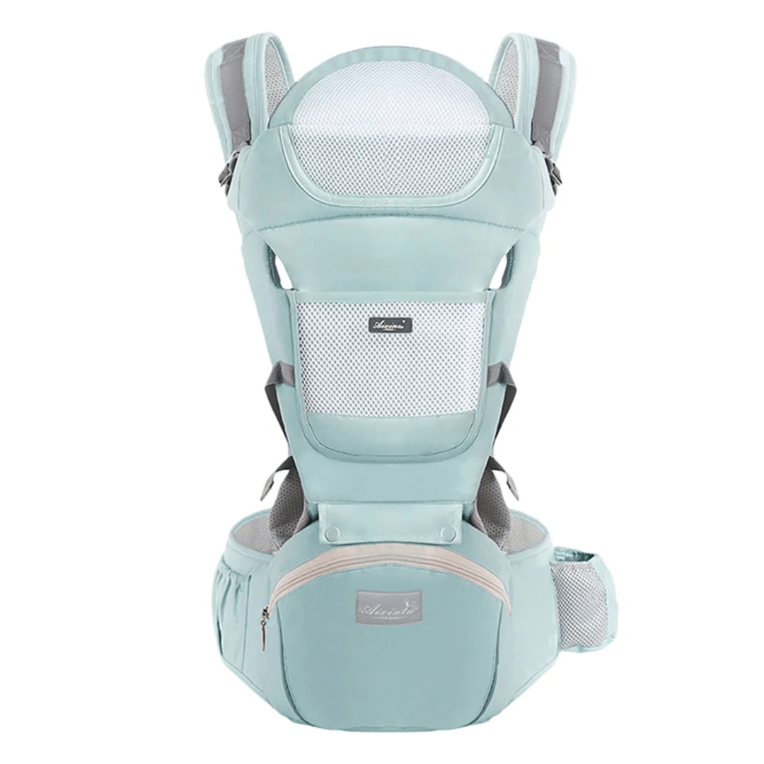 Babytrage mint – Komplettansicht mit abnehmbarem Hüftsitz