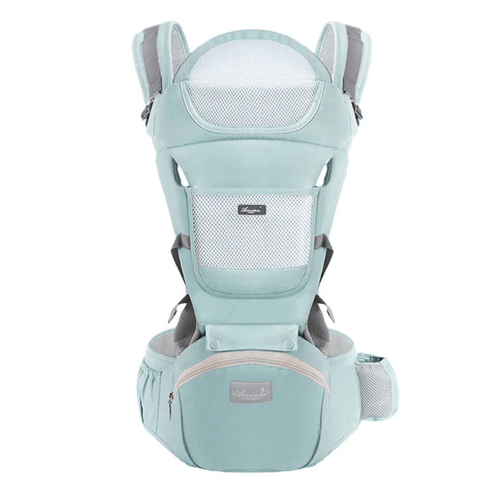 Babytrage mint – Komplettansicht mit abnehmbarem Hüftsitz
