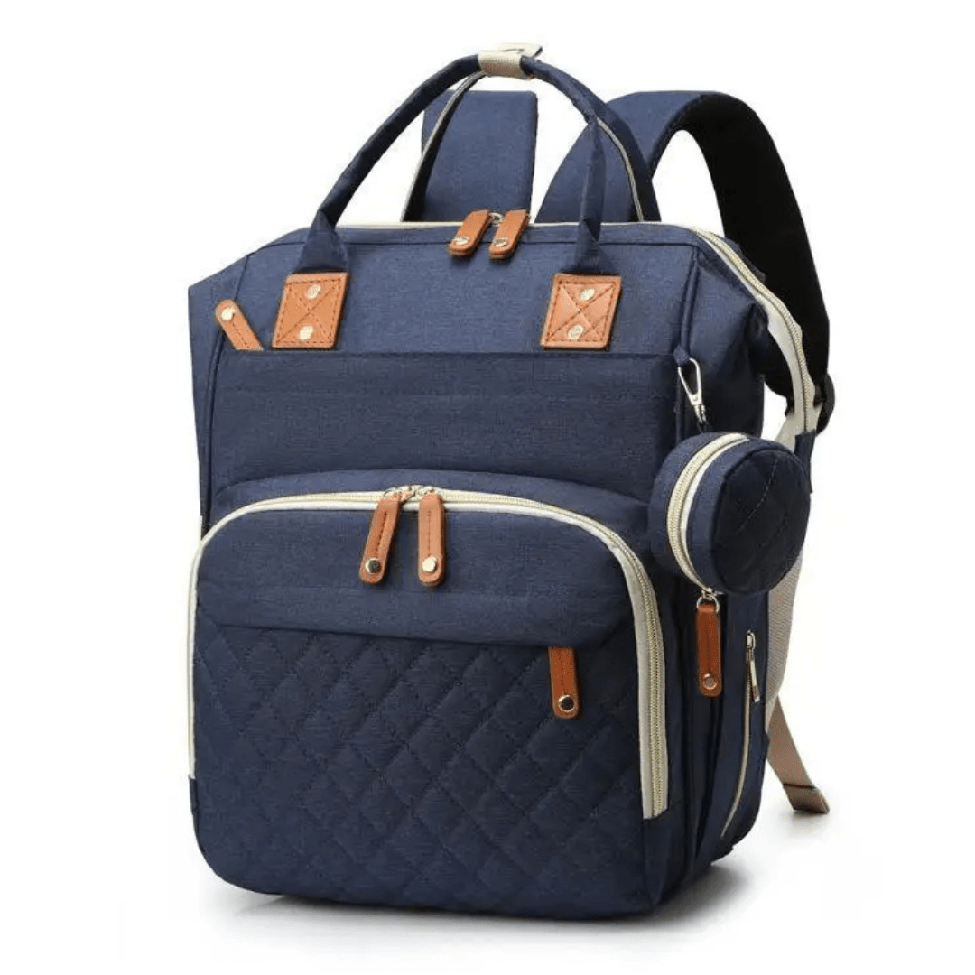 blau wickelrucksack mit quiltmuster front