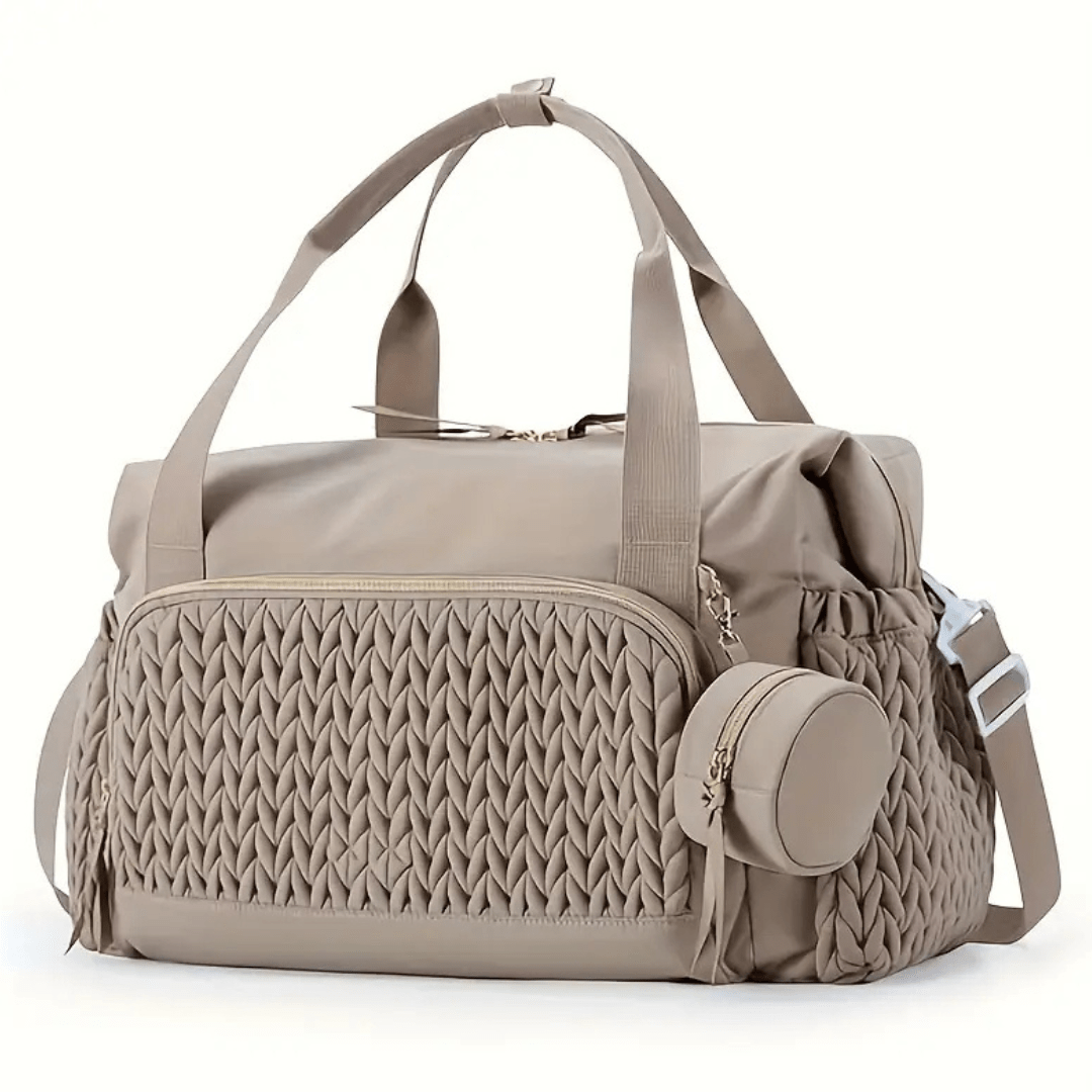 Nada Wickeltasche Khaki – große Öffnung & geflochtene Front