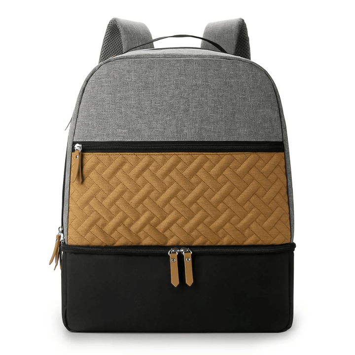 grauer gelb cognac wickelrucksack frontansicht