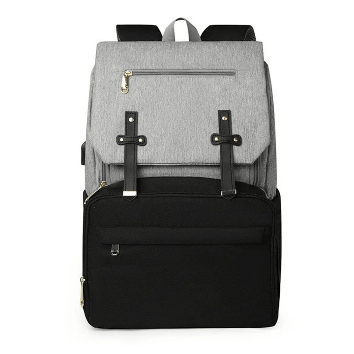 Robby Wickelrucksack Grau-Schwarz – gerade Frontansicht, 30 L