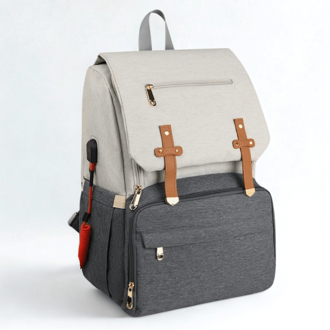 Robby Changing Backpack Two-tone – Front with buckles & zippers