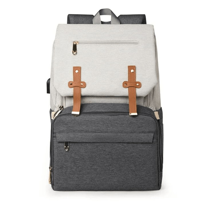 Robby Wickelrucksack Hellgrau – Boxy-Form, unten dunkles Kontrastfach