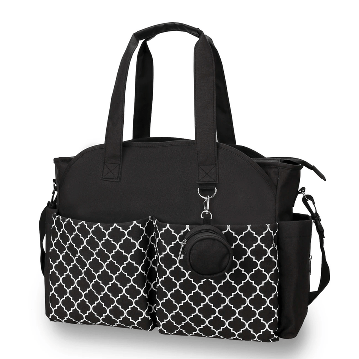 Silvy Wickeltasche Schwarz – Rauten-Muster, abnehmbarer Schultergurt