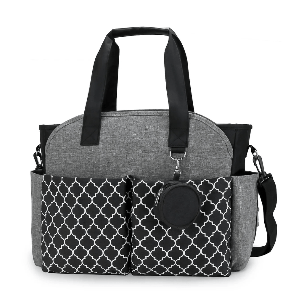 Silvy Wickeltasche Grau – schlichte Vorderseite, Kunstledergriffe