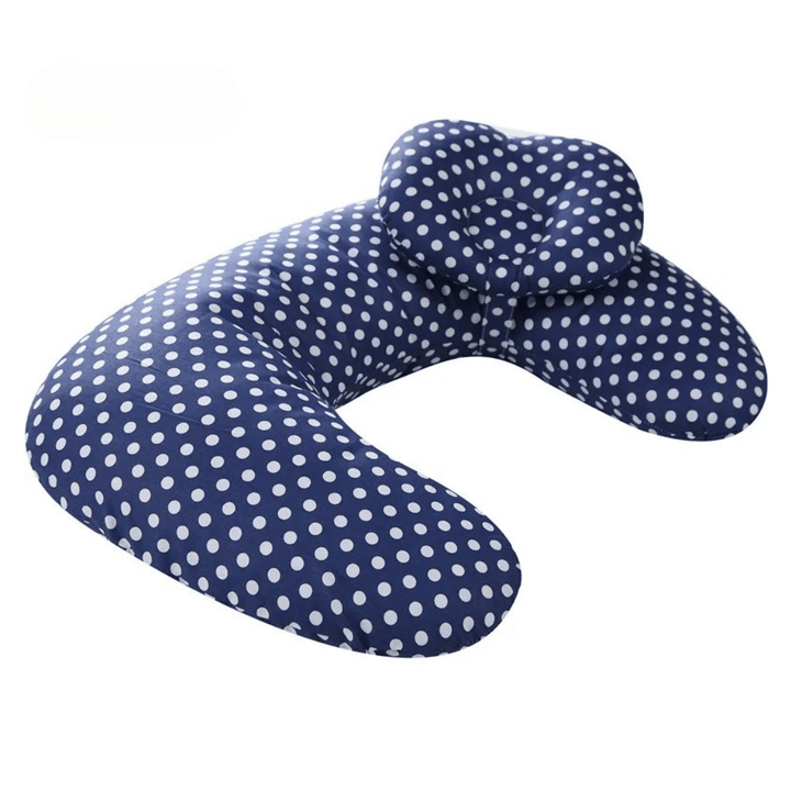 Navyblaues Moby Stillkissen mit Polka-Dots – Komplettansicht