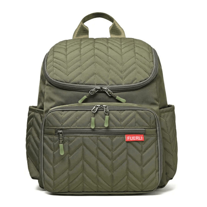 olivgrüner wickelrucksack frontansicht