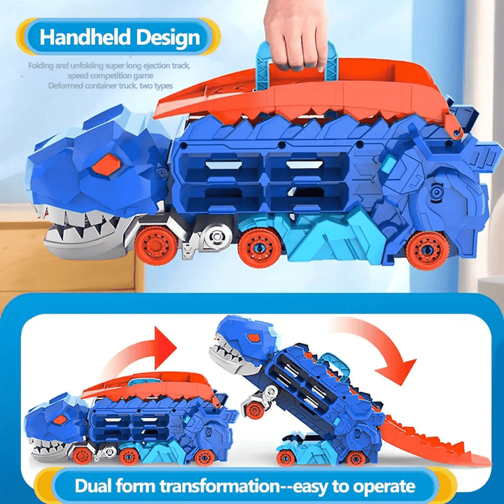 Komplett­set: 6 farbige Mini-Autos, Truck, Rampe & Ersatzteile sauber angeordnet